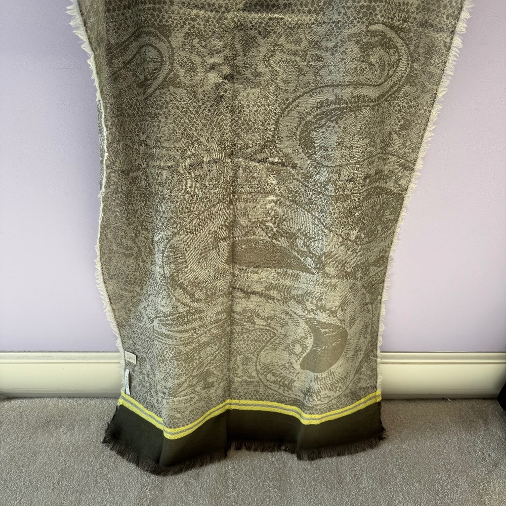 Very cool snake print on wool+cotton scarf, NWOT